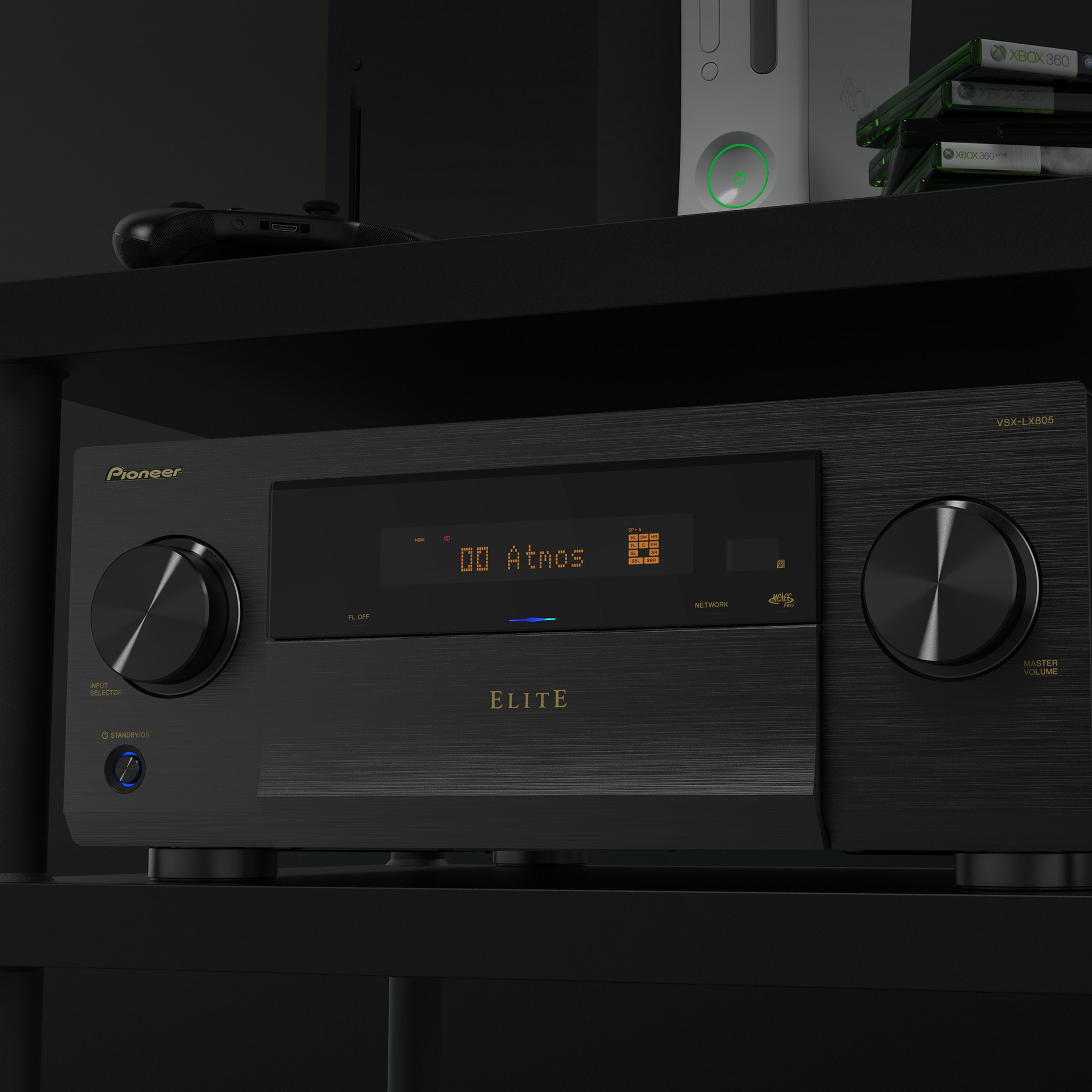 Elite VSX LX805 in Rack with Gaming Console 2000x2000